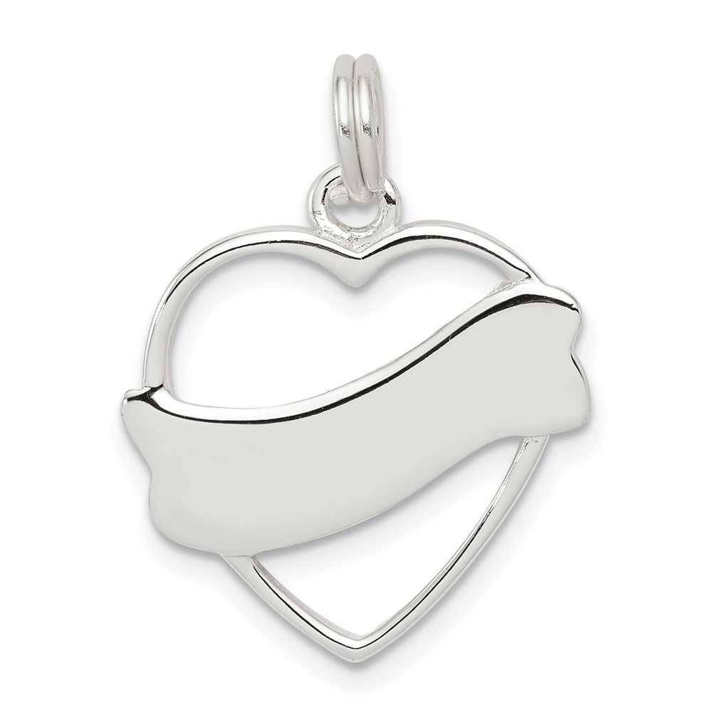 Polished;Engravable;Sterling silver;Heart;Fits up to 3mm