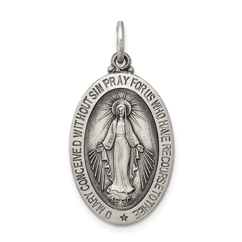Solid;Polished;Die struck;Antique finish;Sterling silver;Not engraveable