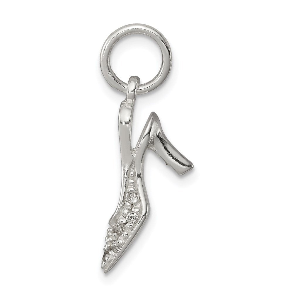 Solid;Polished;3-D;Sterling silver;CZ;Fits up to 3mm