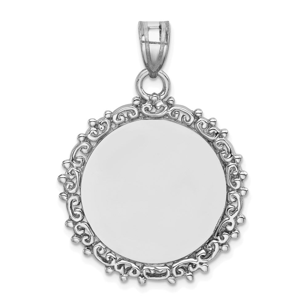 Polished;Flat back;Engravable;Sterling silver;Rhodium-plated;Satin Back