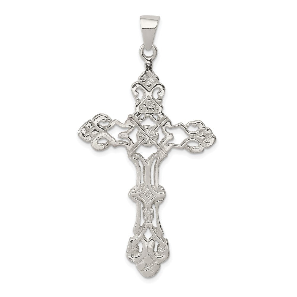 Casted;Diamond-cut;Polished;Sterling silver;Textured back;Cut-out