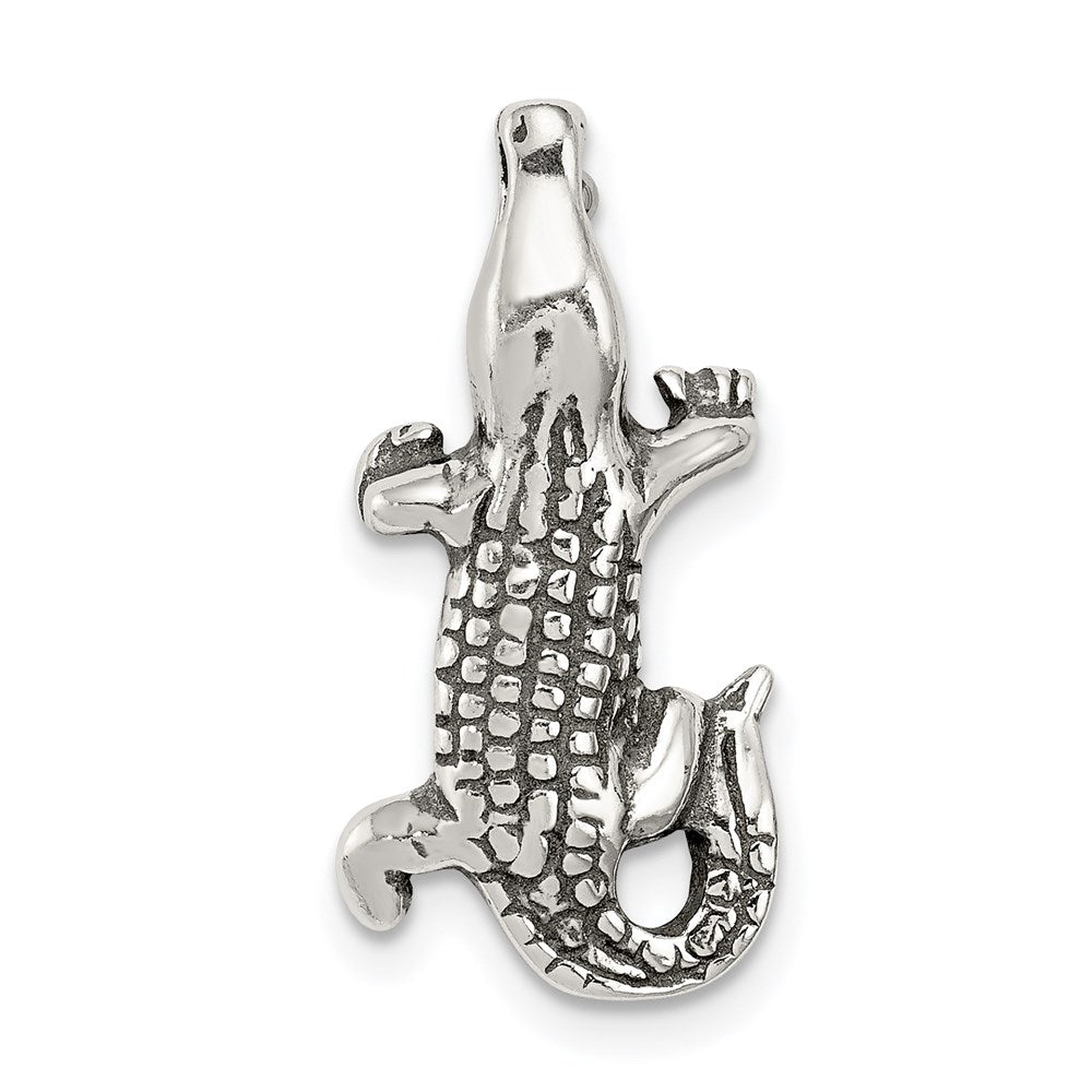 Solid;Polished;Antique finish;Sterling silver;Chain slide;Hidden bail