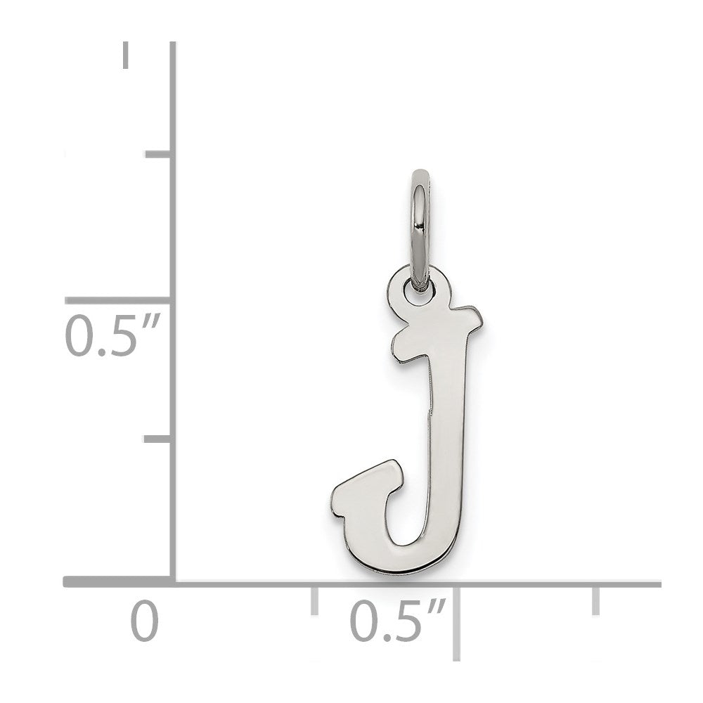 Sterling Silver Rhodium-plated Script Letter J Initial Charm
