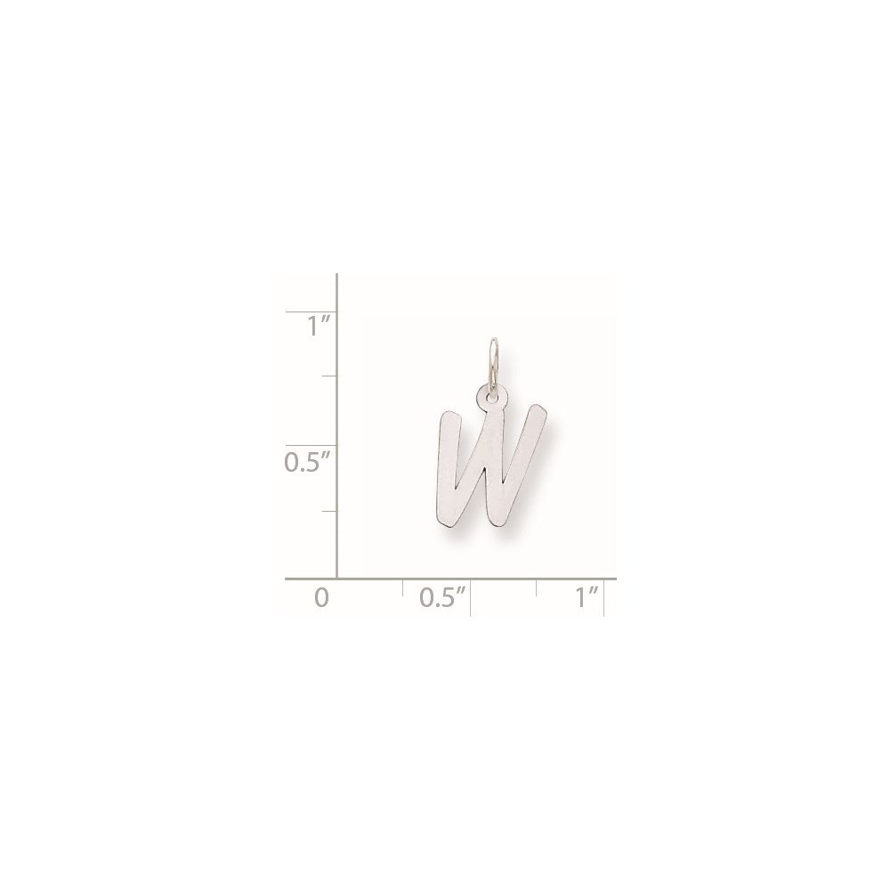 Sterling Silver Rhodium-plated Letter W Initial Charm