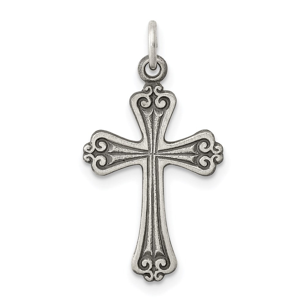 Solid;Die struck;Flat back;Engravable;Antique finish;Sterling silver;Satin Back