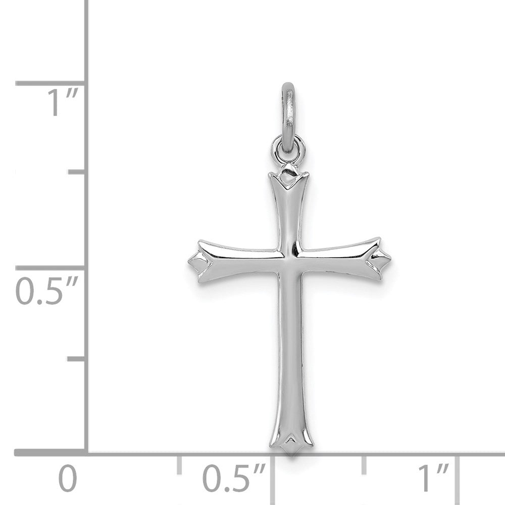 Sterling Silver Platinum-plated Fleur De Lis Cross Charm