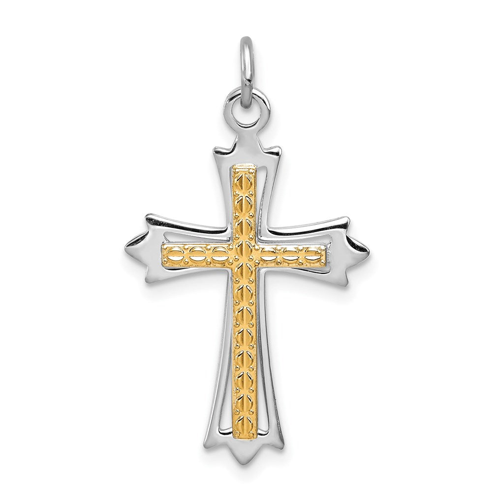 Solid;Polished;Open back;Sterling silver;Textured;Gold-plated