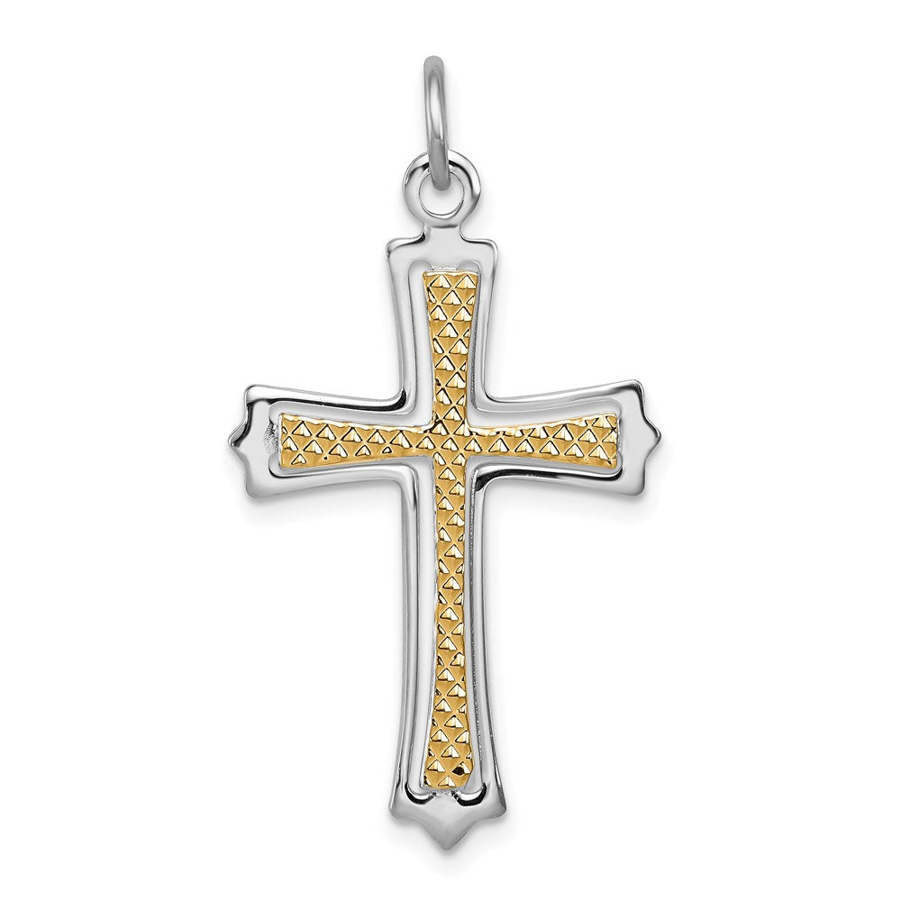 Solid;Polished;Open back;Sterling silver;Textured;Gold-plated