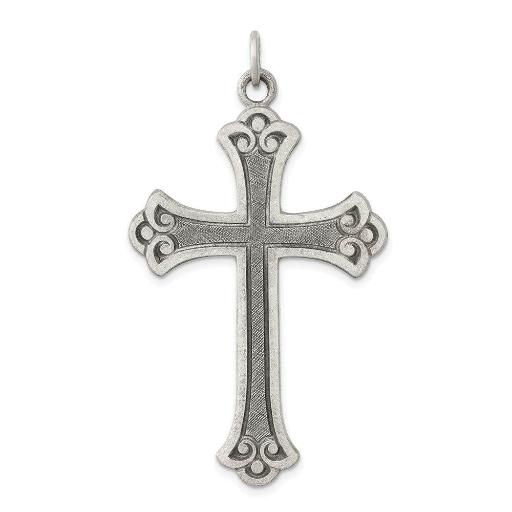 Solid;Satin;Die struck;Engravable;Antique finish;Sterling silver;Satin Back