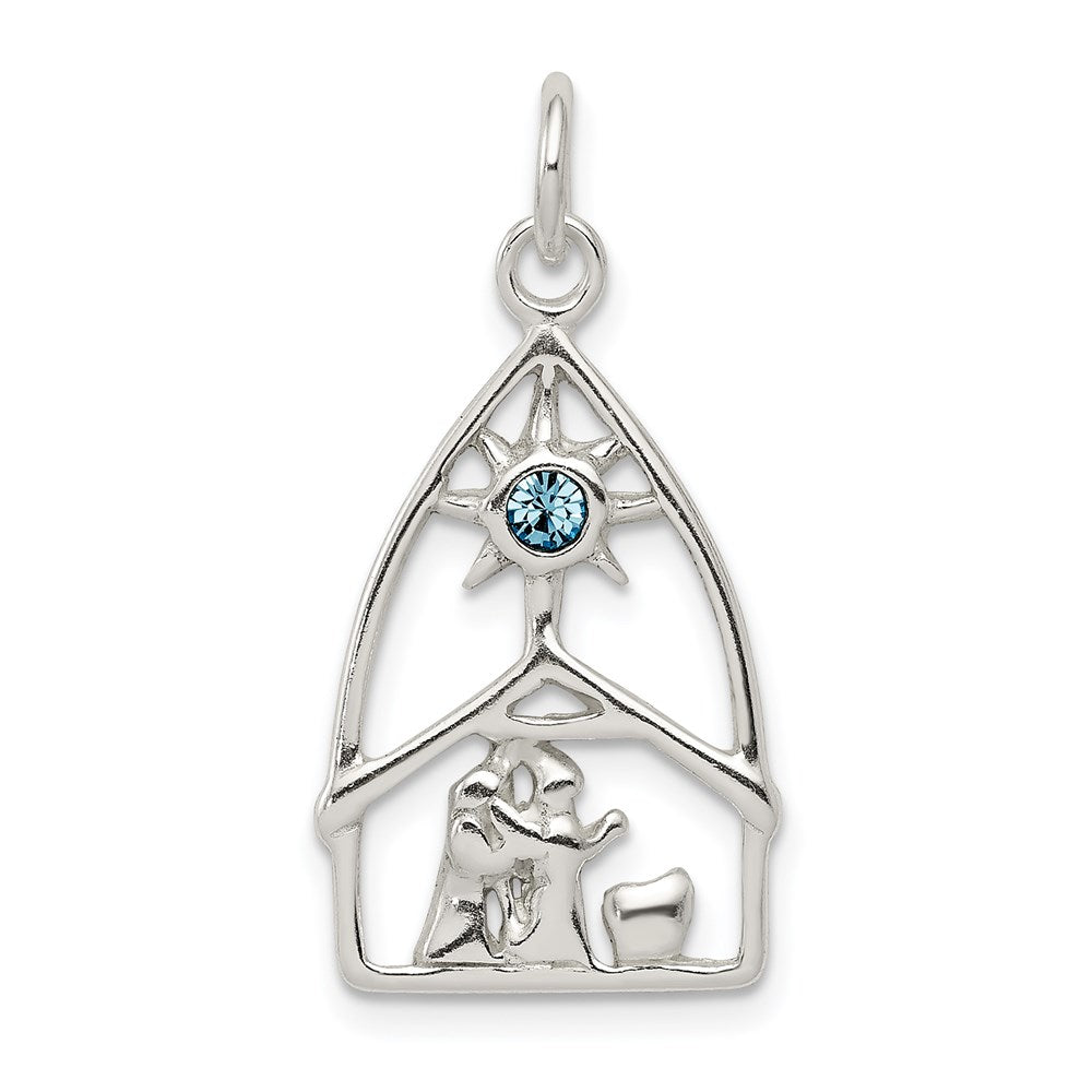 Solid;Polished;Sterling silver;Stellux crystal