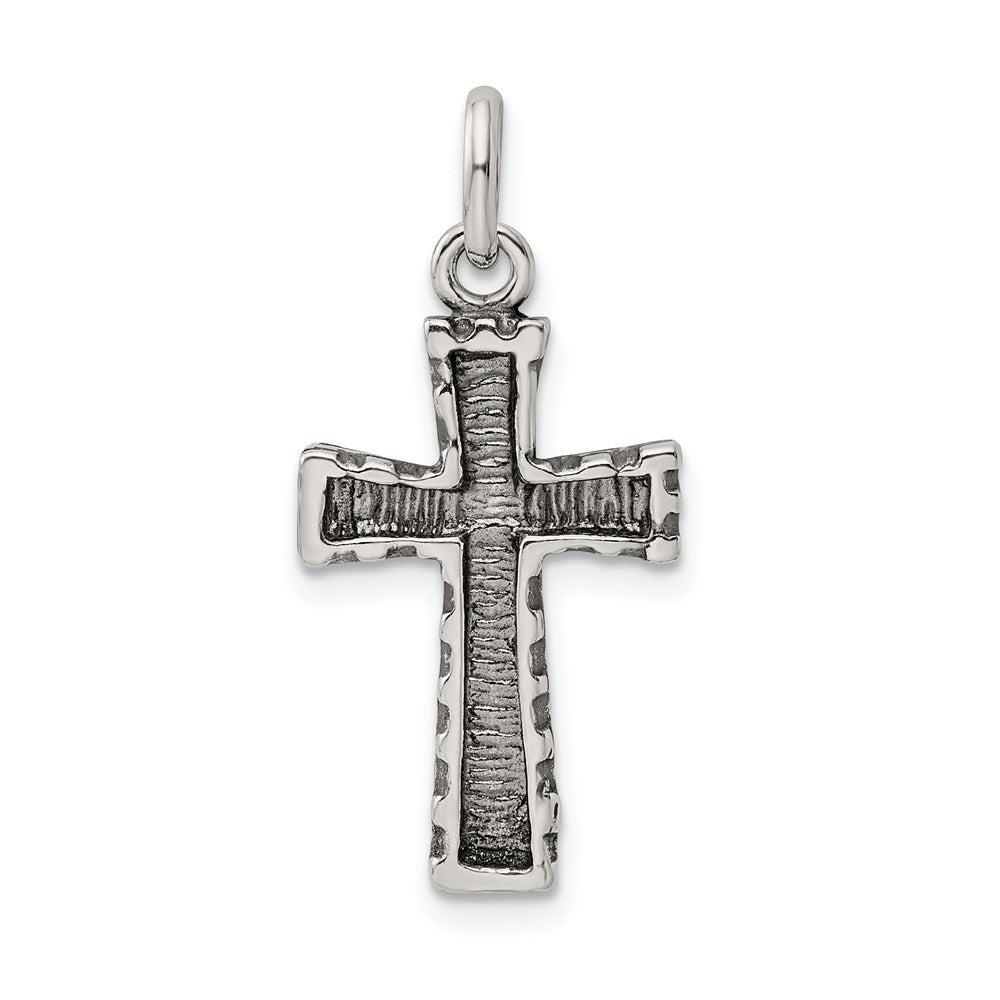 Solid;Antique finish;Sterling silver;Not engraveable;Textured back
