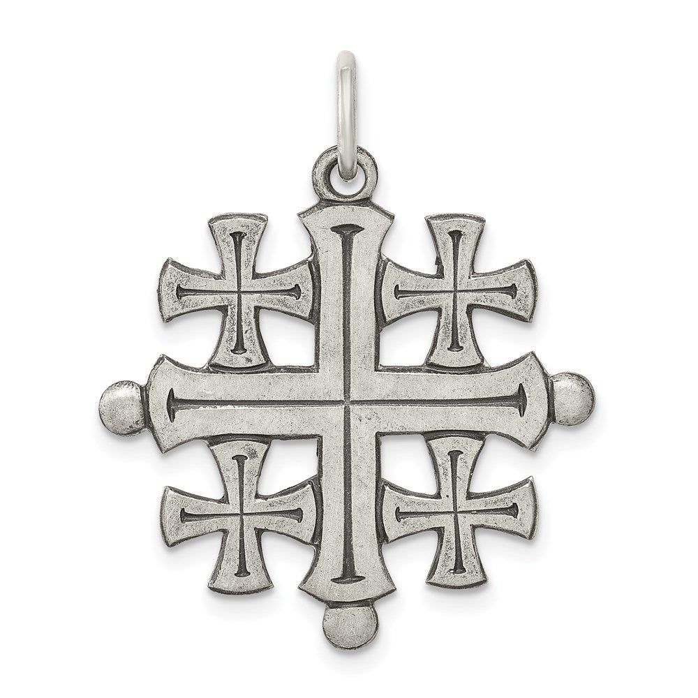 Solid;Satin;Die struck;Flat back;Antique finish;Sterling silver