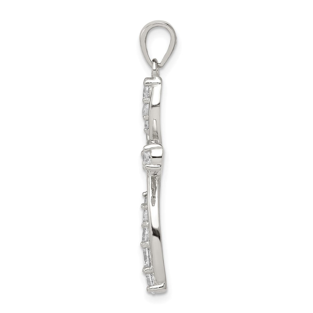 Sterling Silver Rhodium-plated CZ Cross Pendant