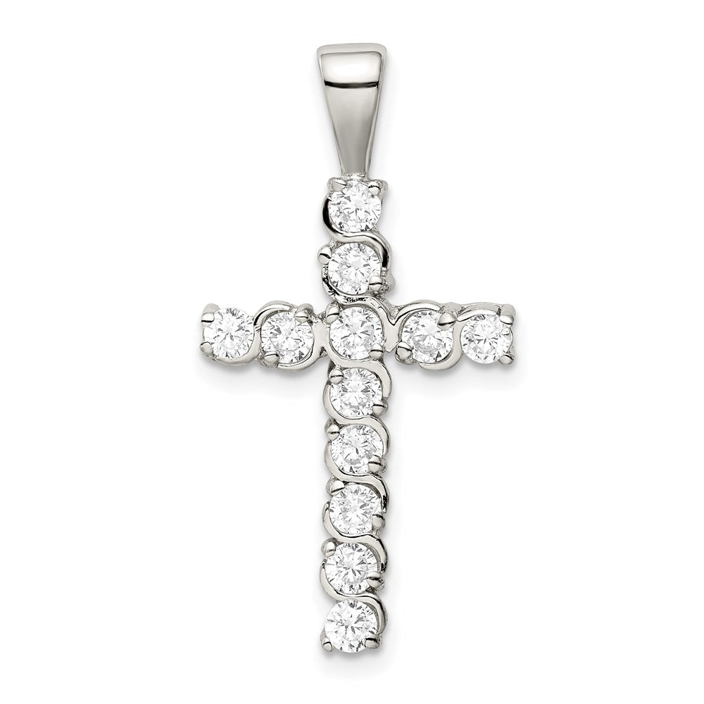 Solid;Polished;Open back;Sterling silver;CZ