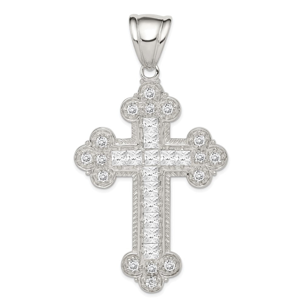 Solid;Polished;Open back;Sterling silver;CZ