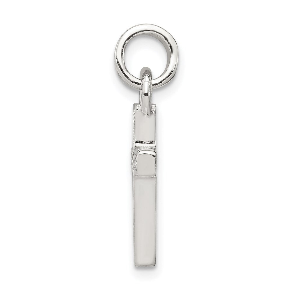 Sterling Silver Rhodium-plated CZ Latin Cross Pendant