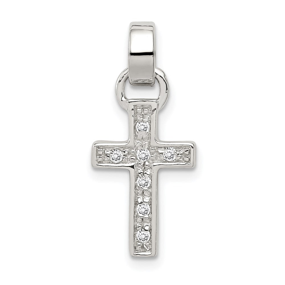 Solid;Polished;Sterling silver;CZ