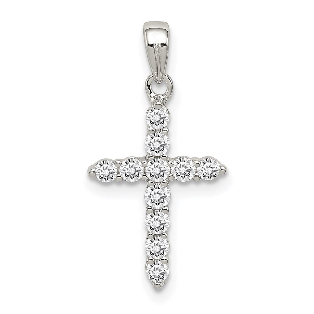 Polished;Open back;Sterling silver;CZ;Rhodium