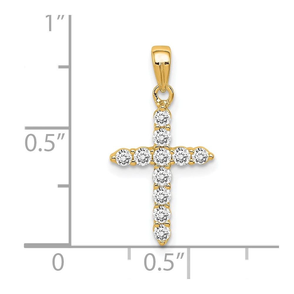 Sterling Silver Gold-tone CZ Cross Pendant