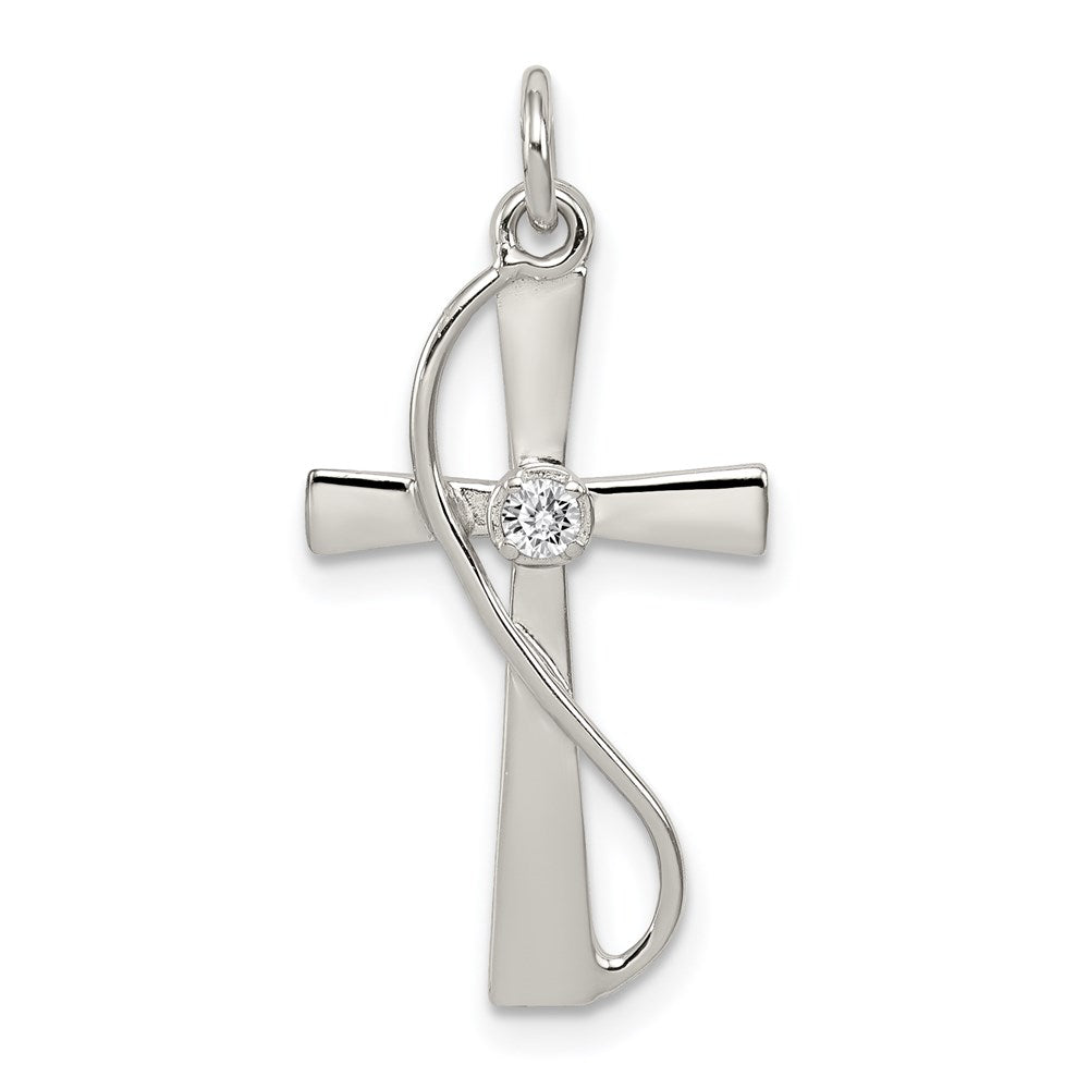 Solid;Polished;Polished back;Sterling silver;CZ