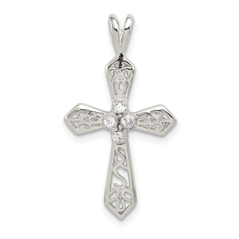 Polished;Open back;Sterling silver;CZ