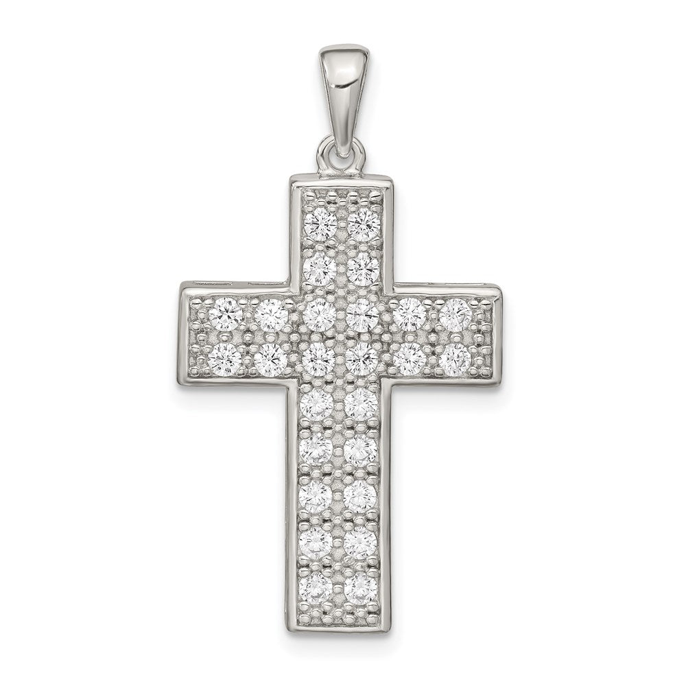 Solid;Polished;Open back;Sterling silver;CZ