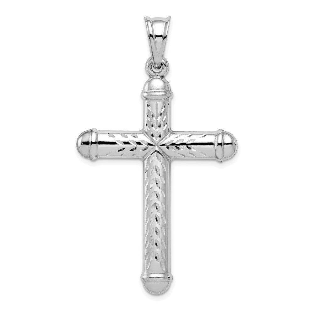 Diamond-cut;Polished;Hollow;Sterling silver;Reversible;Rhodium-plated