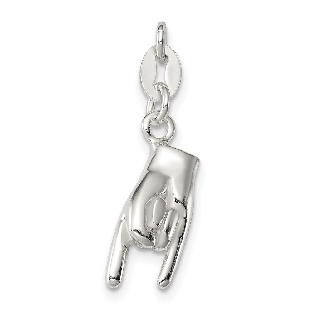 Solid;Polished;3-D;Sterling silver