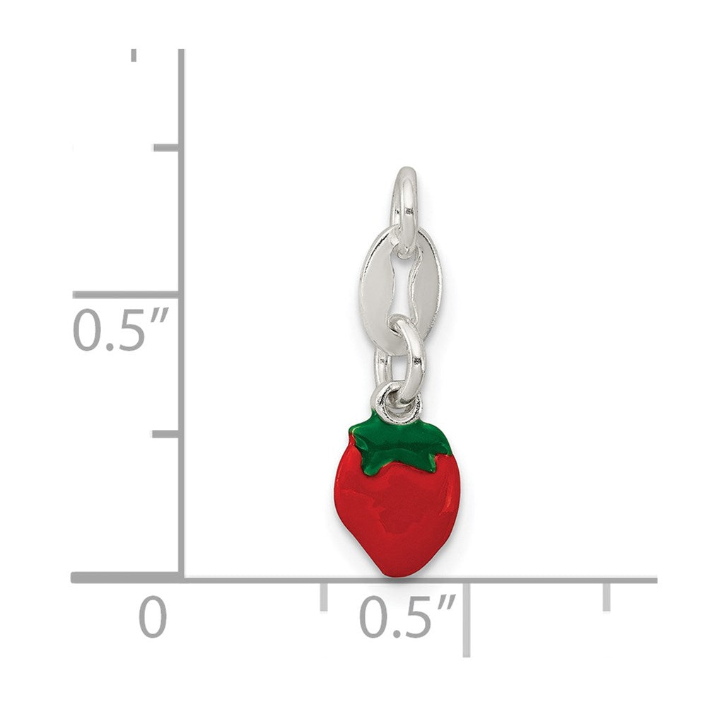 Sterling Silver Enameled Strawberry Charm