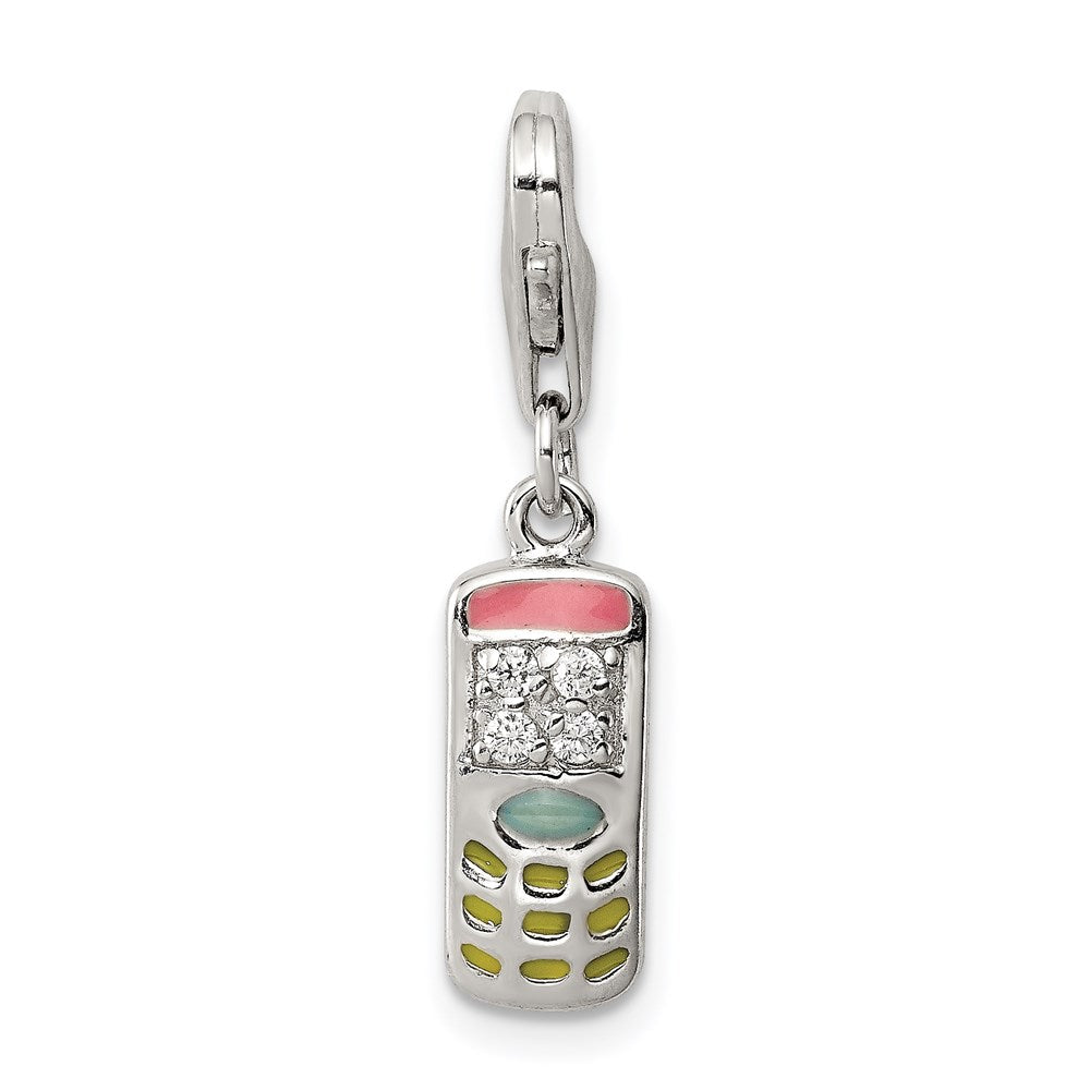 Solid;Polished;3-D;Enamel;Sterling silver;CZ;Fancy lobster