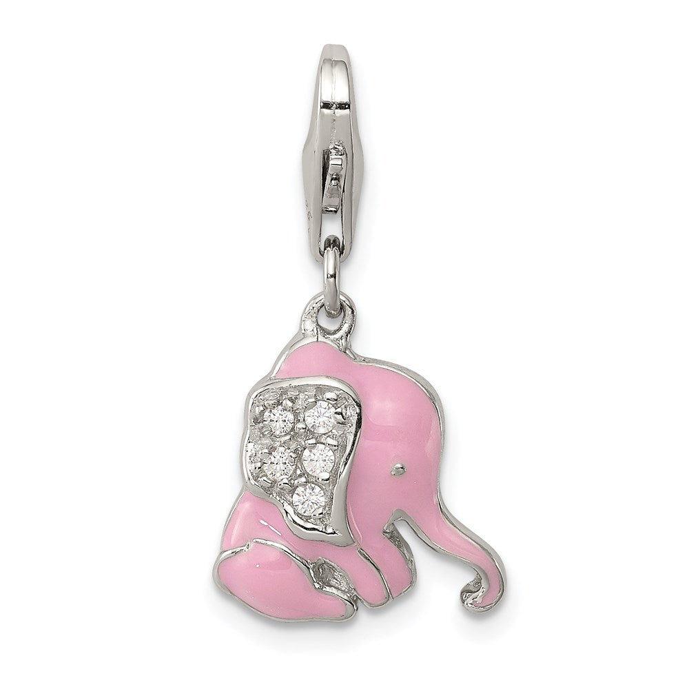 Solid;Polished;Open back;Enamel;Polished back;Lobster;Sterling silver;CZ