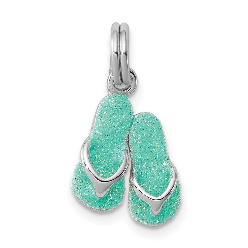 Solid;Polished;Sterling silver;Glitter enamel