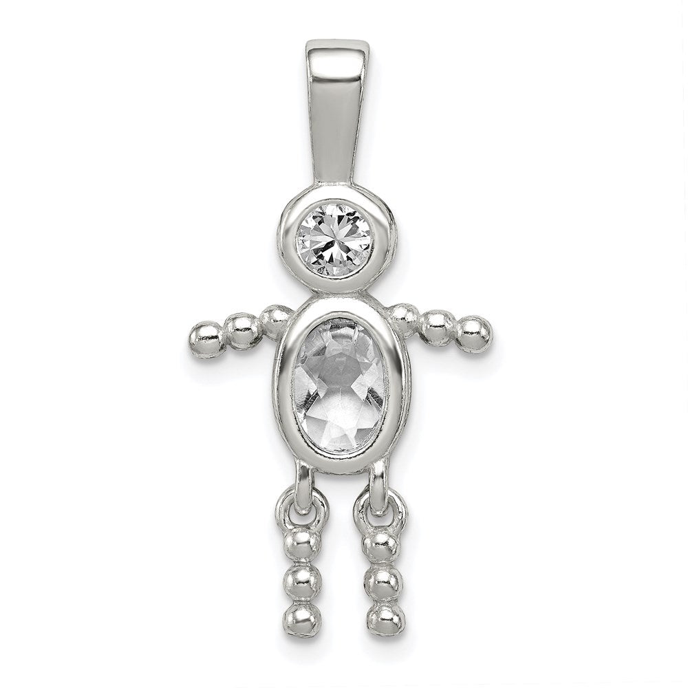 Polished;Sterling silver;CZ