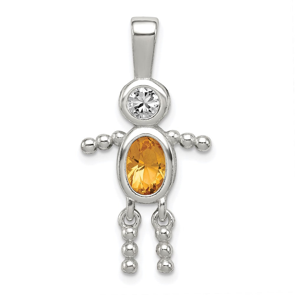 Polished;Sterling silver;CZ