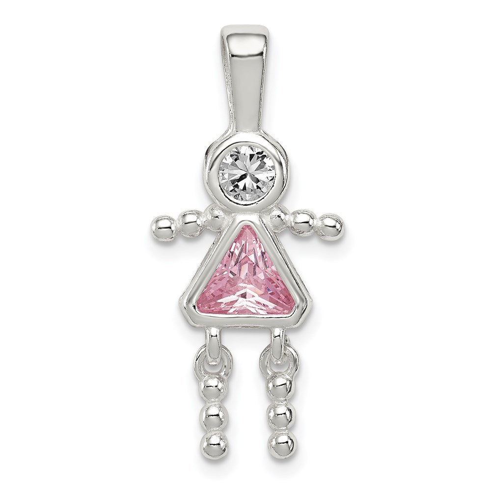 Polished;Sterling silver;CZ