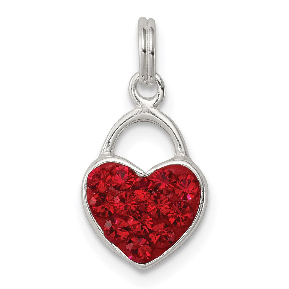 Solid;Polished;Sterling silver;Reversible;Heart;Red;Fits up to 3mm;Stellux crystal