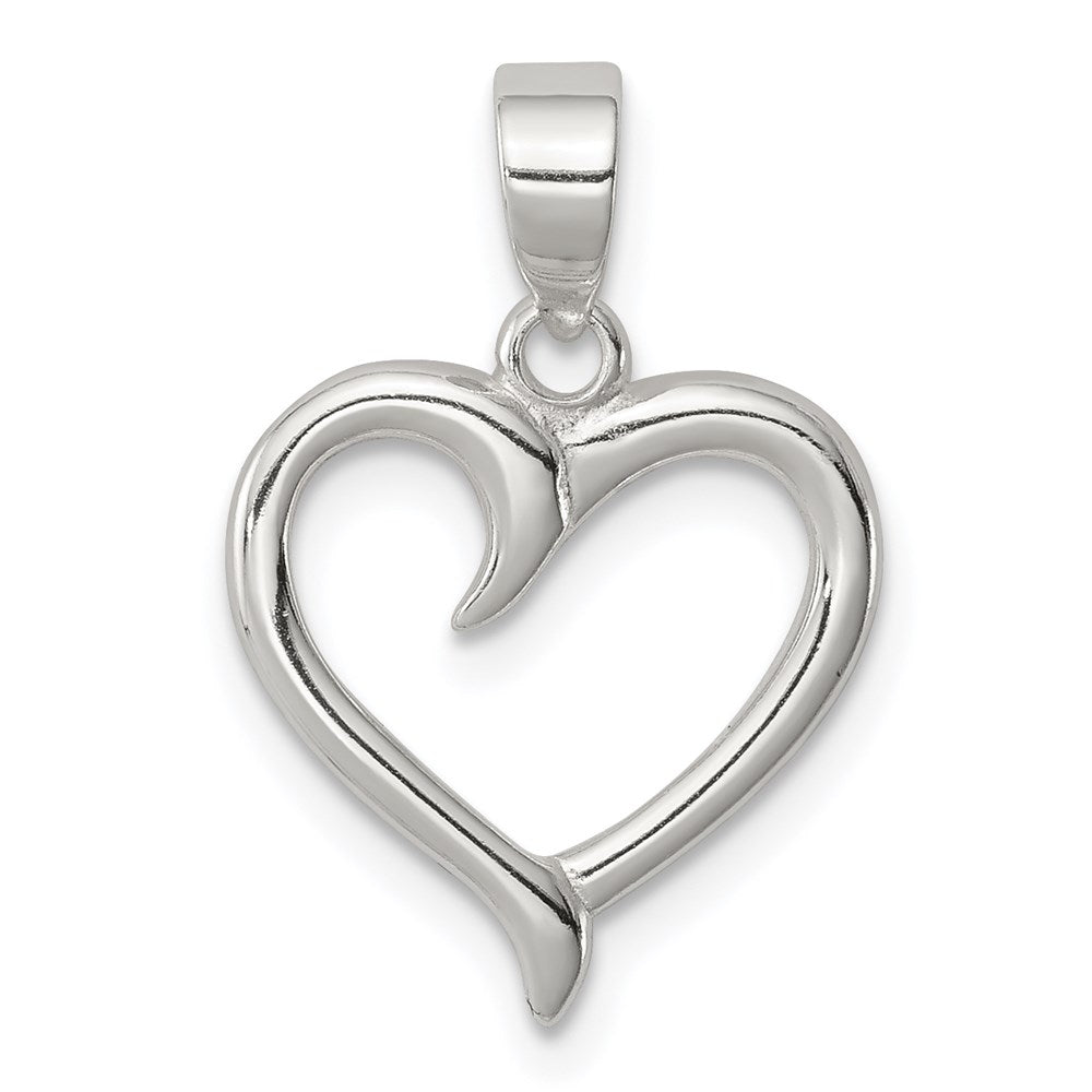 Solid;Polished;Sterling silver;Heart;Open;Fits up to 3mm