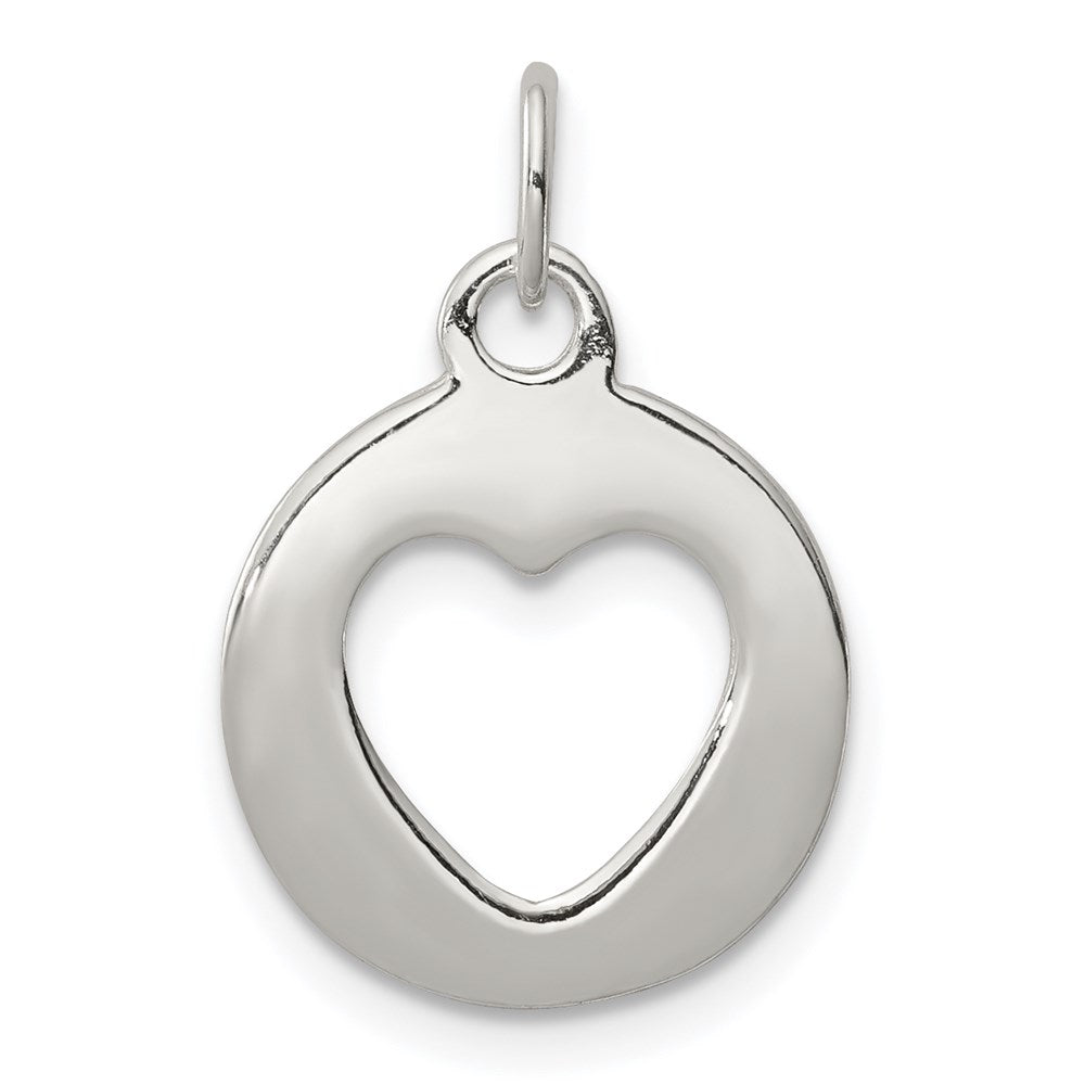 Solid;Casted;Polished;Sterling silver;Round;Heart;Flat;Open;Chain slide