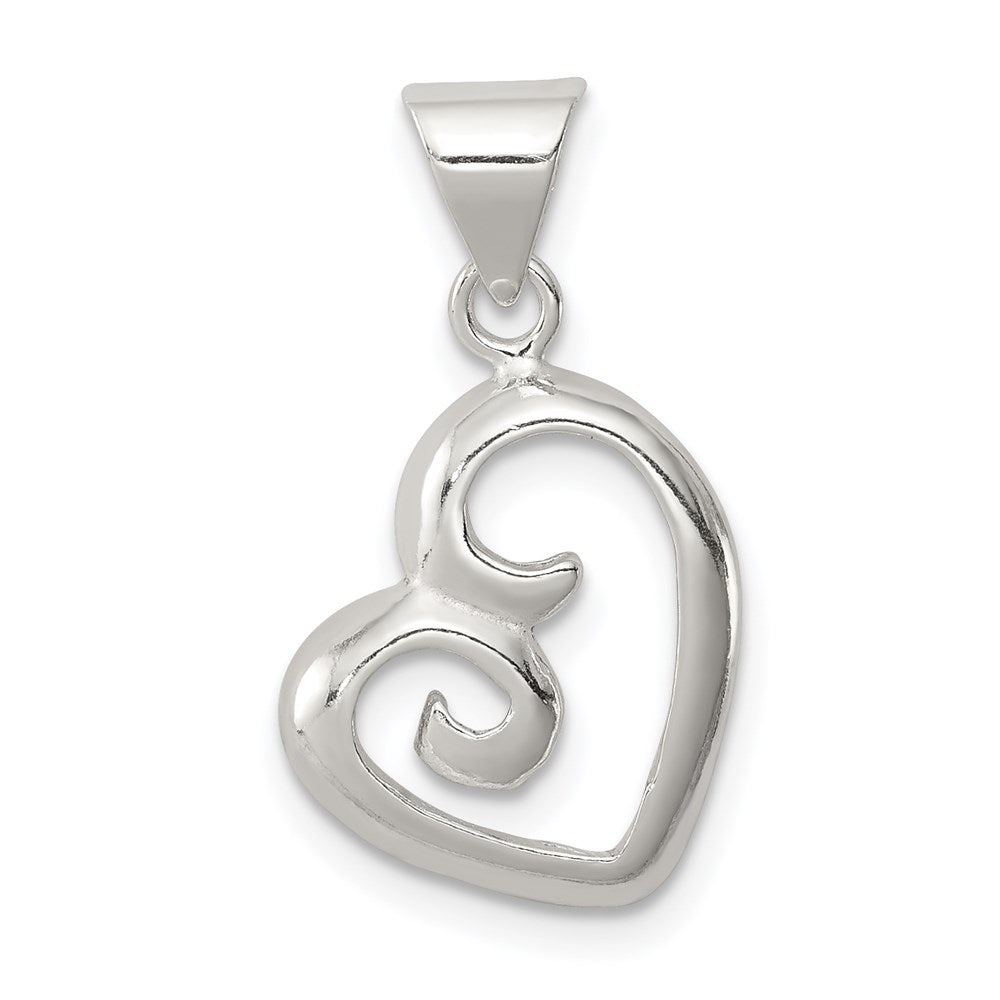 Solid;Polished;Sterling silver;Rounded Edge;Heart;Open;Fits up to 3mm