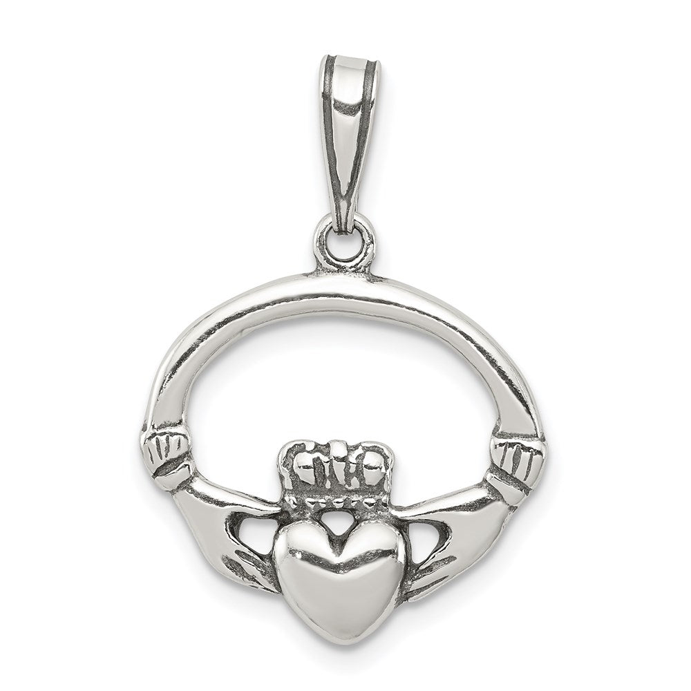 Solid;Polished;Open back;Sterling silver;CZ;Antiqued;Fits up to 3mm