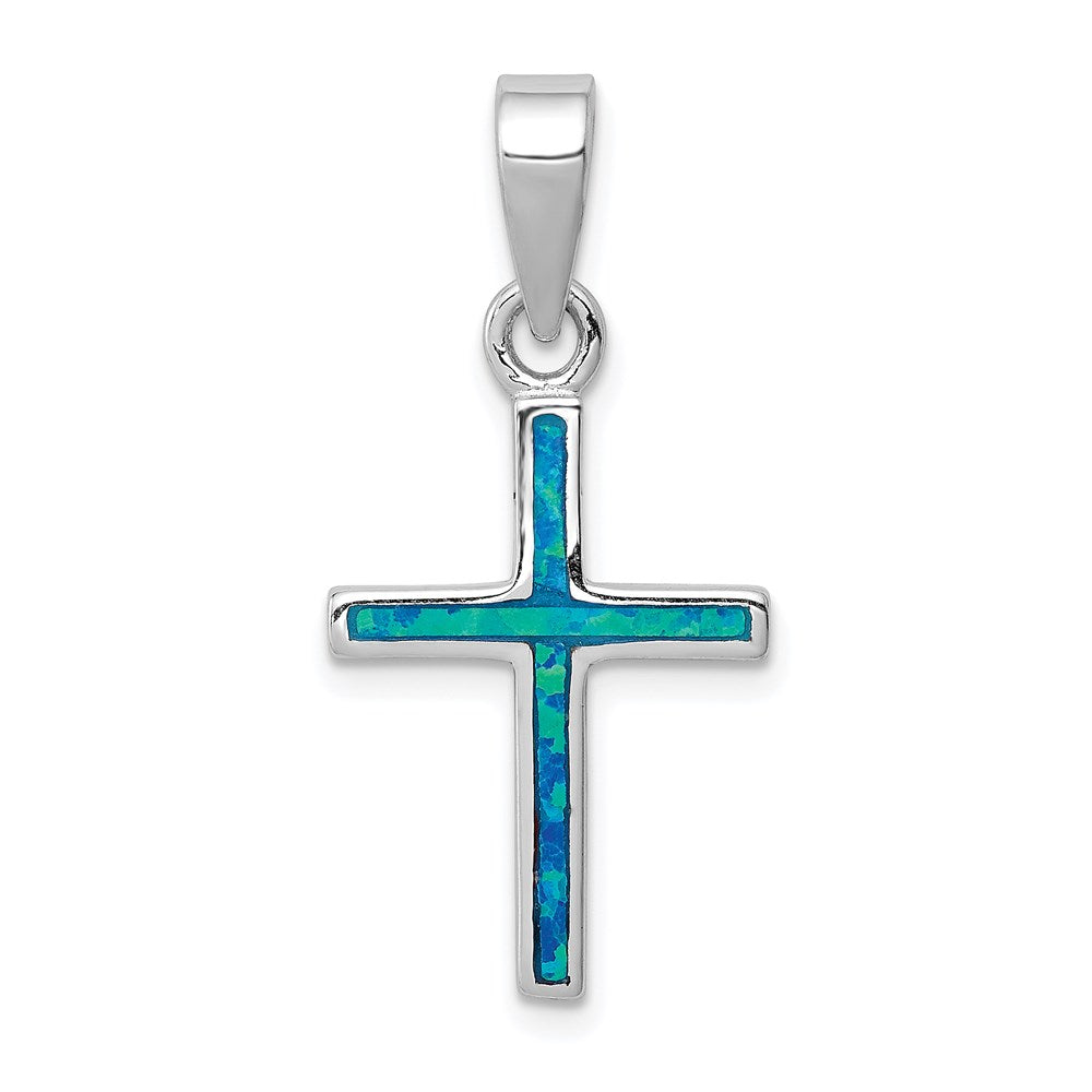 Solid;Polished;Flat back;Sterling silver;Created opal;Rhodium-plated