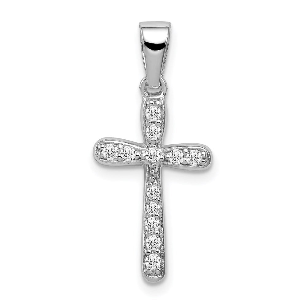 Sterling silver;CZ;Rhodium-plated