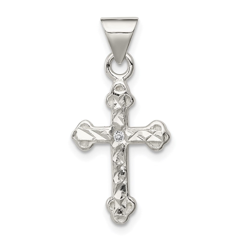 Satin;Sterling silver;CZ;Textured