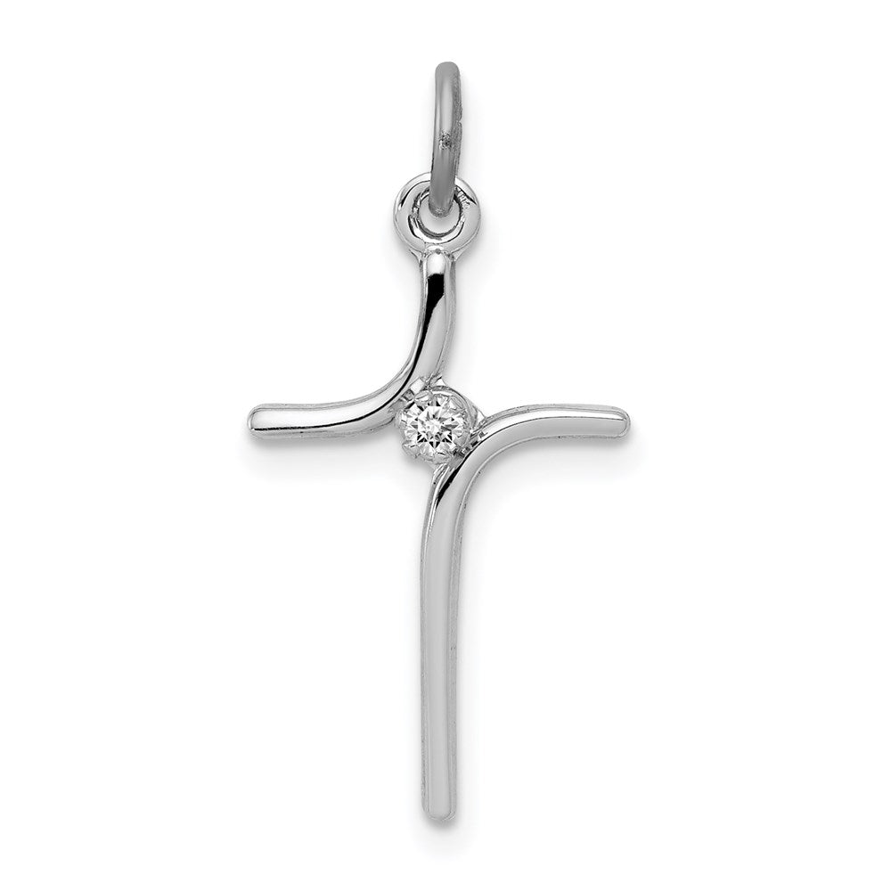 Polished;Sterling silver;CZ