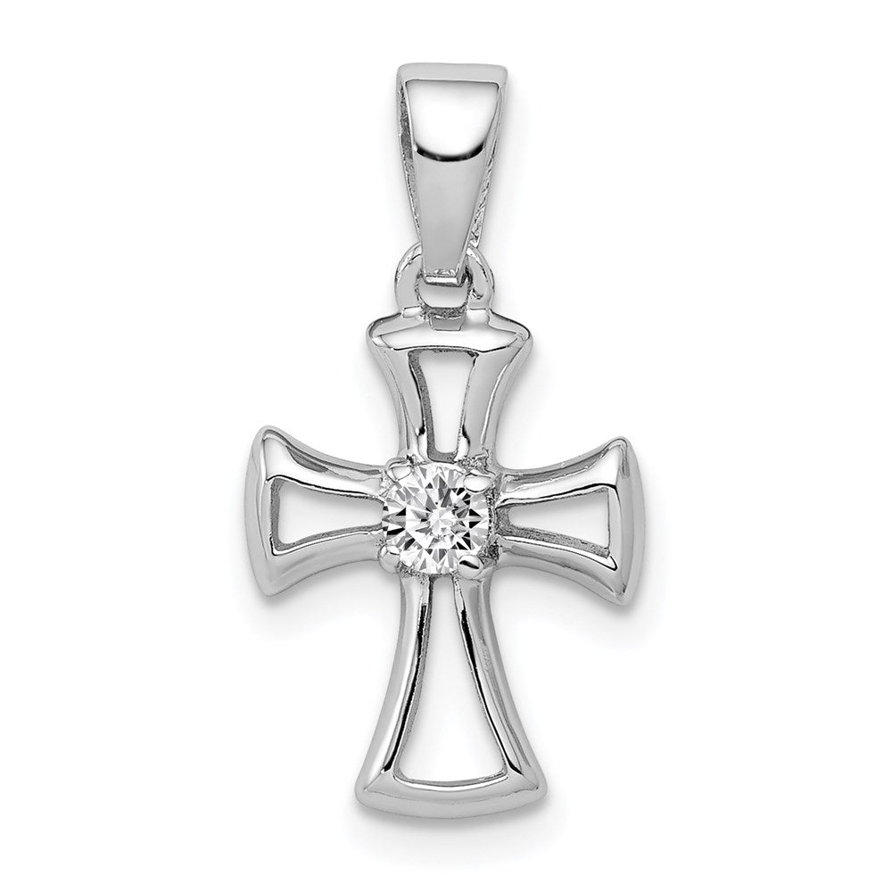 Sterling silver;CZ;Rhodium-plated;Cut-out;Open