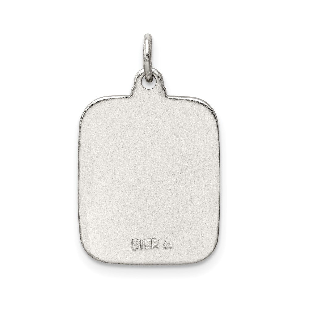 Sterling Silver Pink Enamel Square St. Christopher Medal Pendant