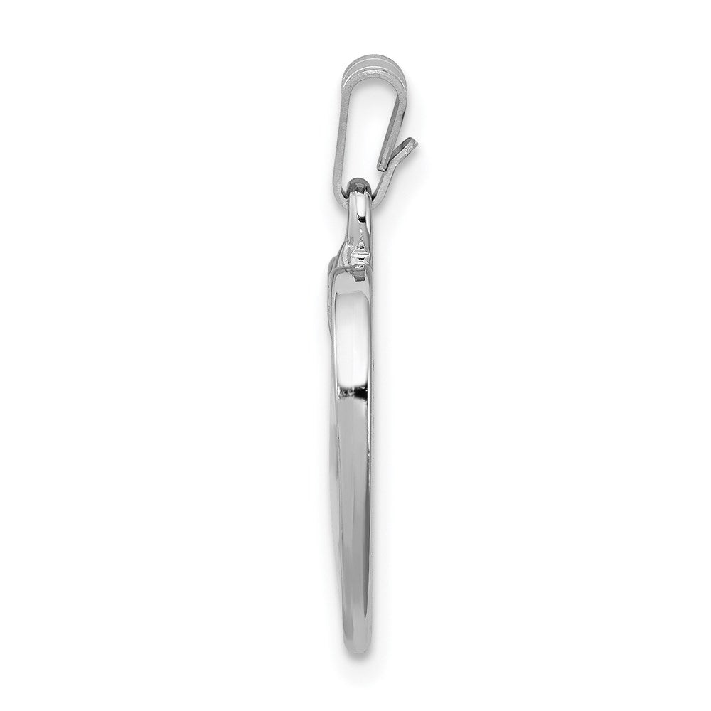 Sterling Silver Platinum-plated Large Heart with Mustard Seed Pendant