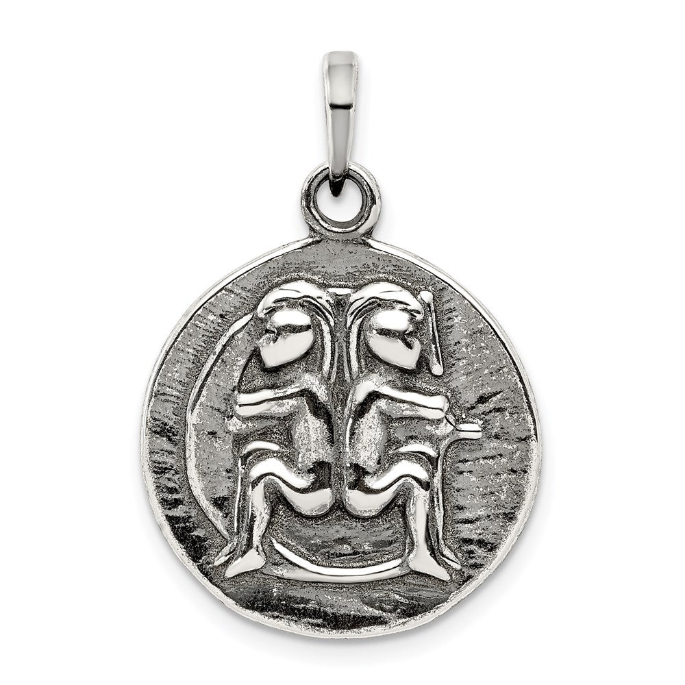 Solid;Casted;Polished back;Sterling silver;Reversible;Round;Textured;Antiqued;Fits up to 4mm