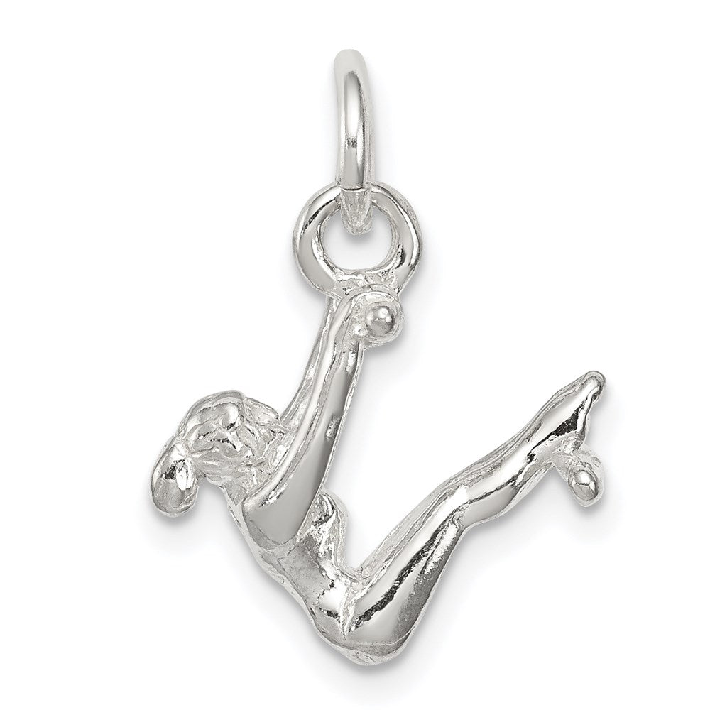 Solid;Casted;Polished;3-D;Sterling silver
