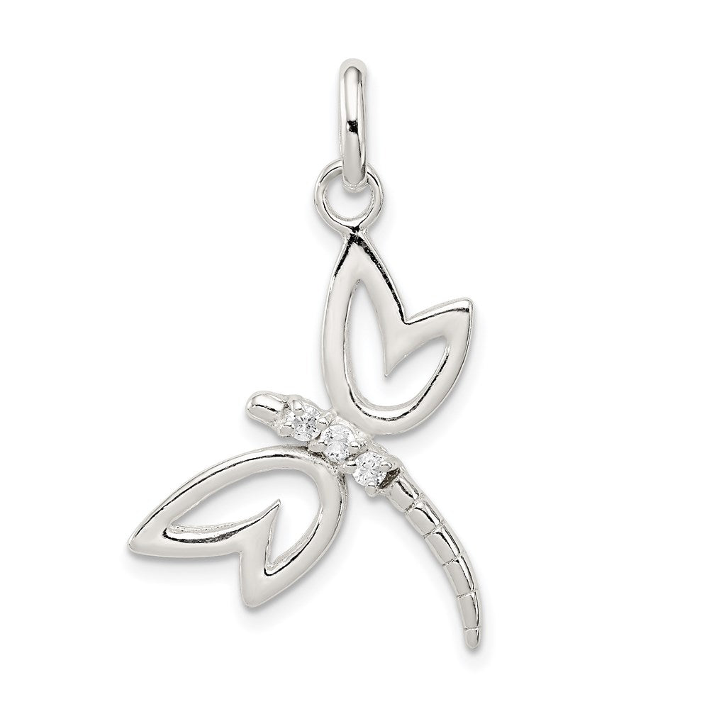 Solid;Polished;Sterling silver;CZ